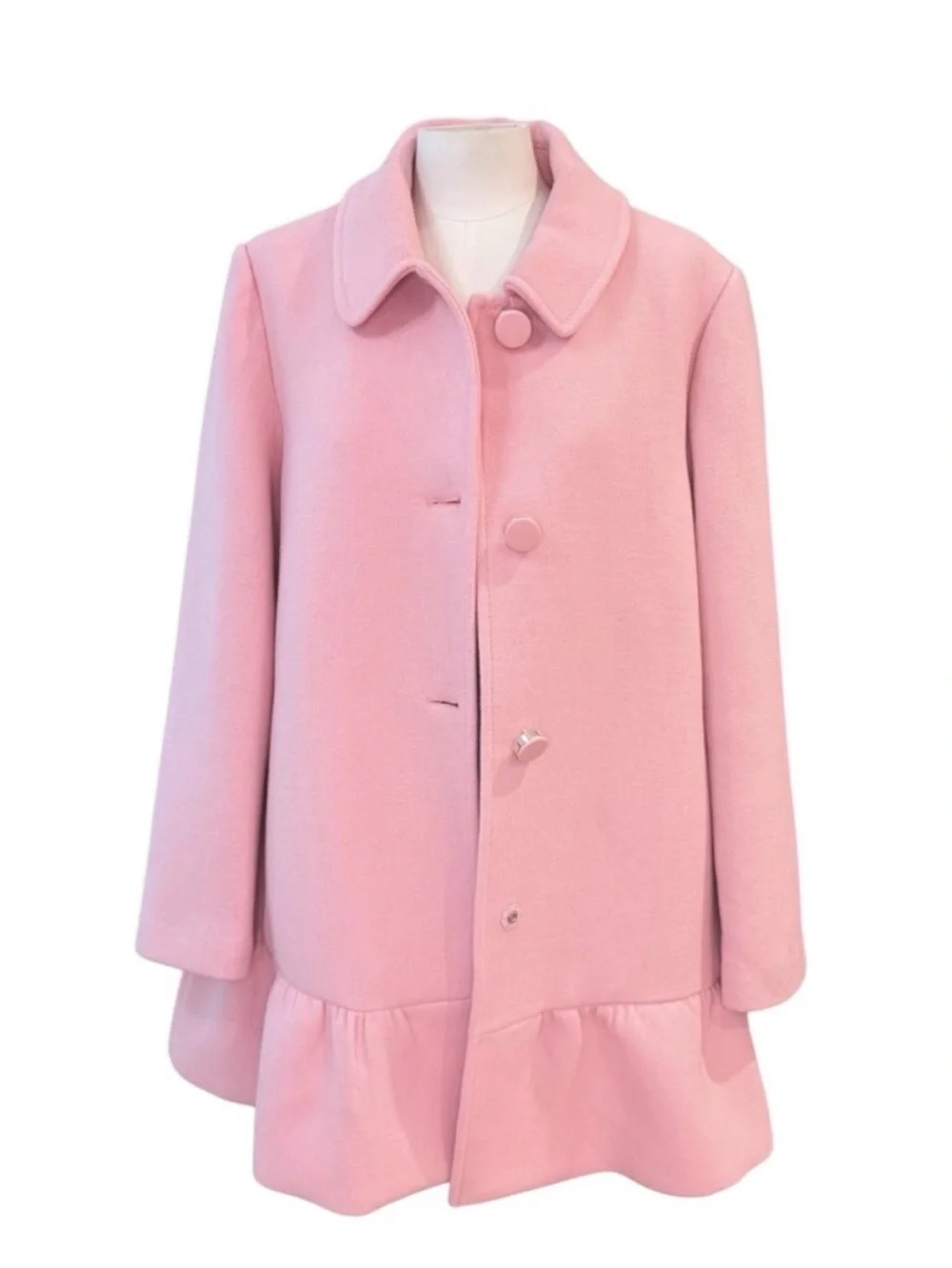 Kate Spade Pink Tailored Peplum Hem Coat - M